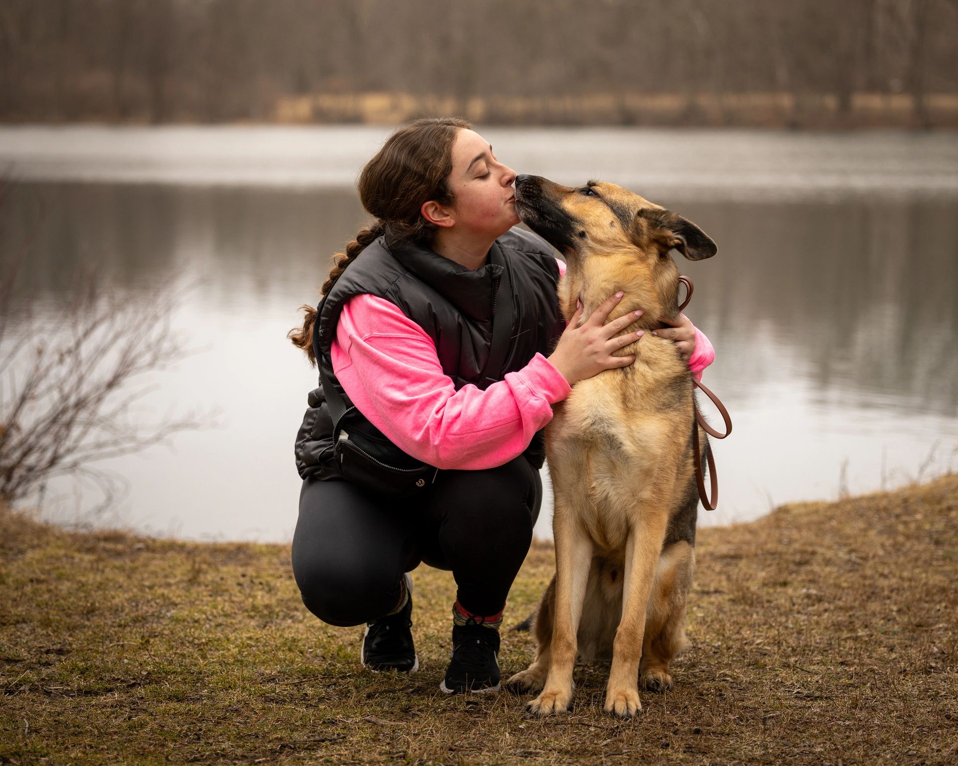 Pet and owner portrait showing their bond